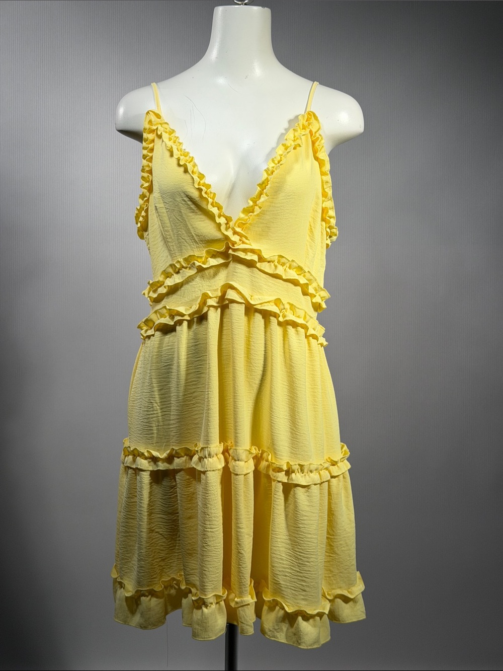 iris Yellow Ruffle Tiered Mini Dress (r8)